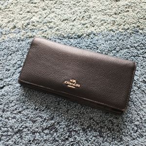 Coach Black Leather Long Wallet